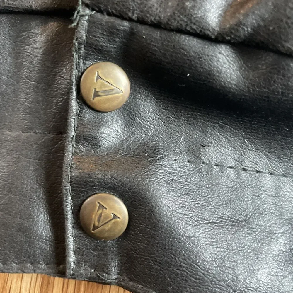 Vintage Black Faux Leather Motorcycle Jacket Biker Bomber Classic‎ Retro Style